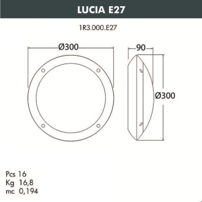 Настенный светильник уличный Lucia 1R3.000.000.AYE27